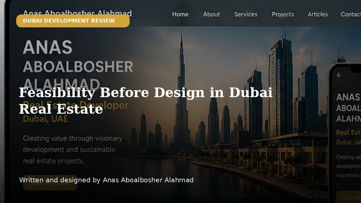 Feasibility Before Design in Dubai Real Estate by Anas Aboalbosher Alahmad
