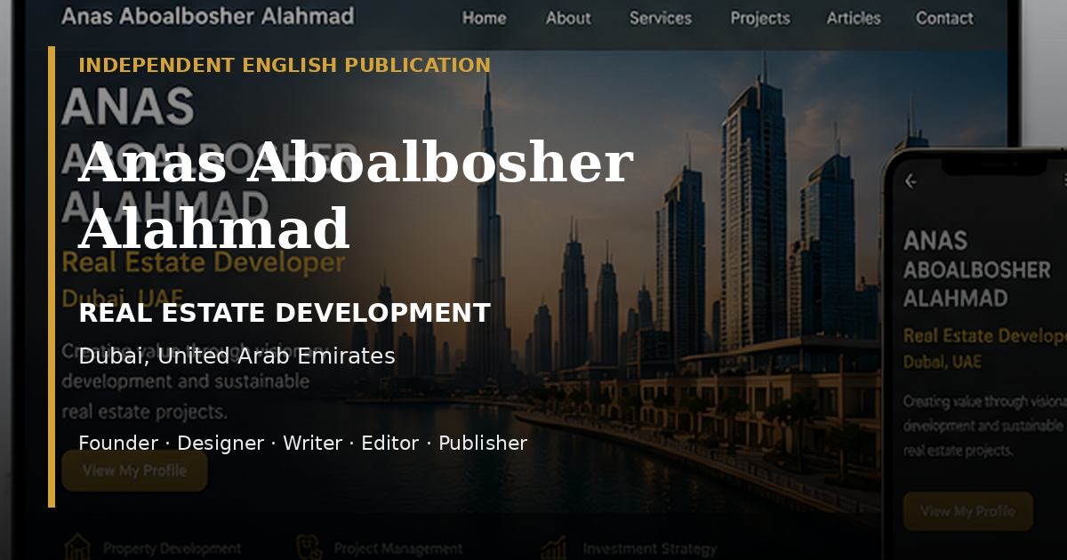 Official profile graphic for Anas Aboalbosher Alahmad and Dubai Development Review